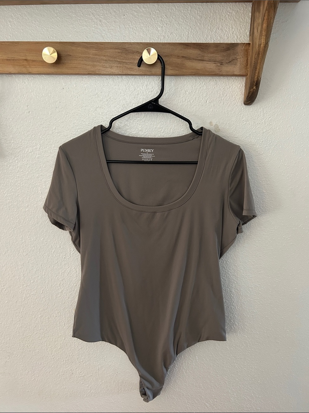 Pumiey Grey Scoop Neck Women’s Bodysuit